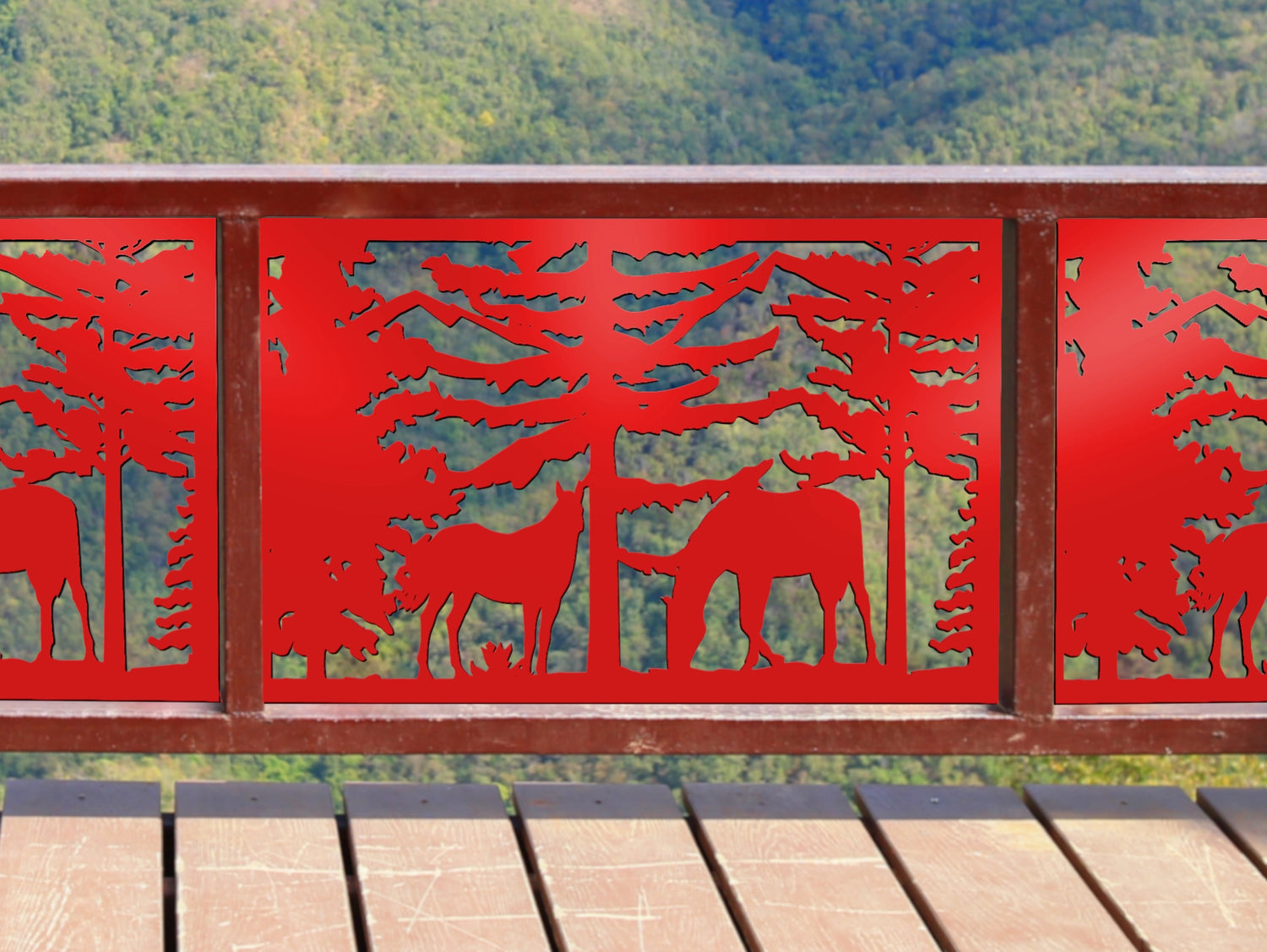 80"x30" - Horses Landscape Fence/Gate Panel Insert - Madison Iron and Wood