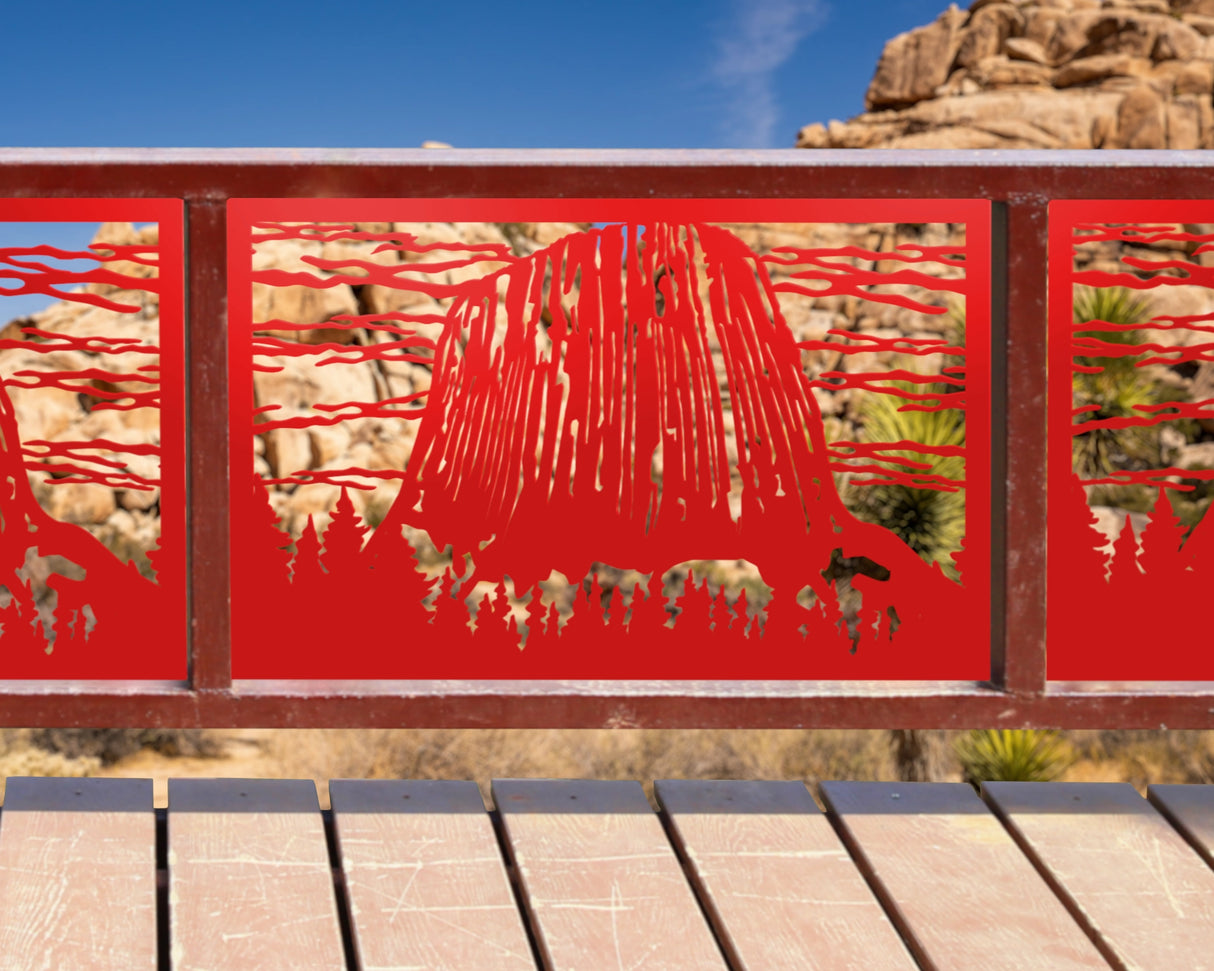 80"x30" - Devils Tower National Monument Fence/Gate Panel Insert - Madison Iron and Wood