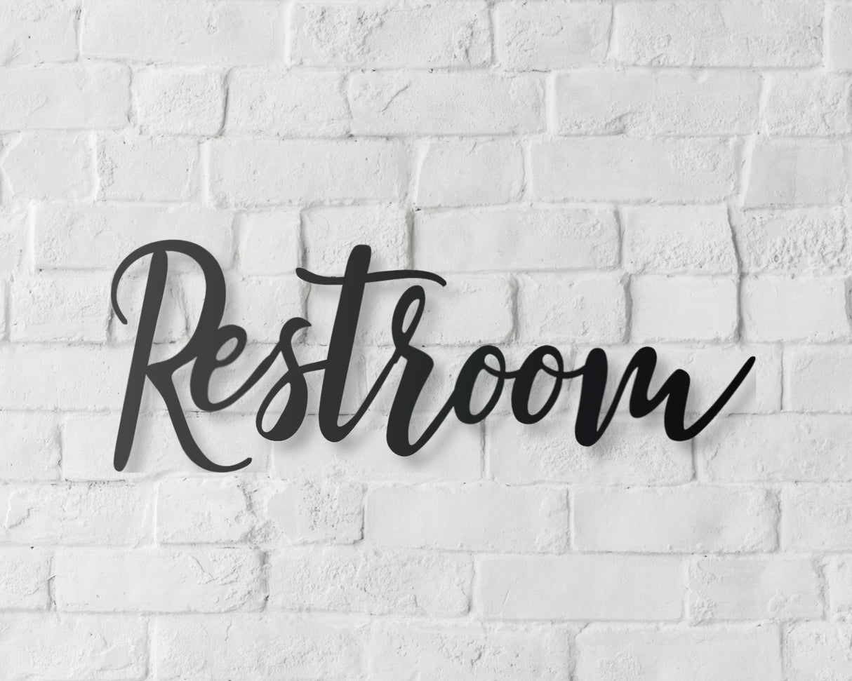 Restroom or Restrooms Sign Metal Word Sign - Madison Iron and Wood