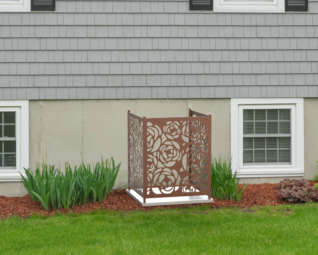 Rose Design AC Unit Cover - Multiple Sizes - Madison Iron and Wood