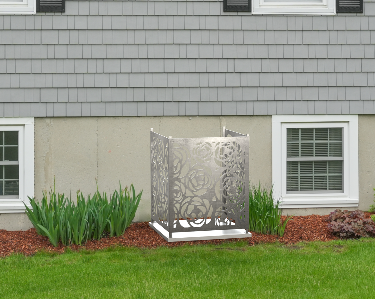 Rose Design AC Unit Cover - Multiple Sizes - Madison Iron and Wood