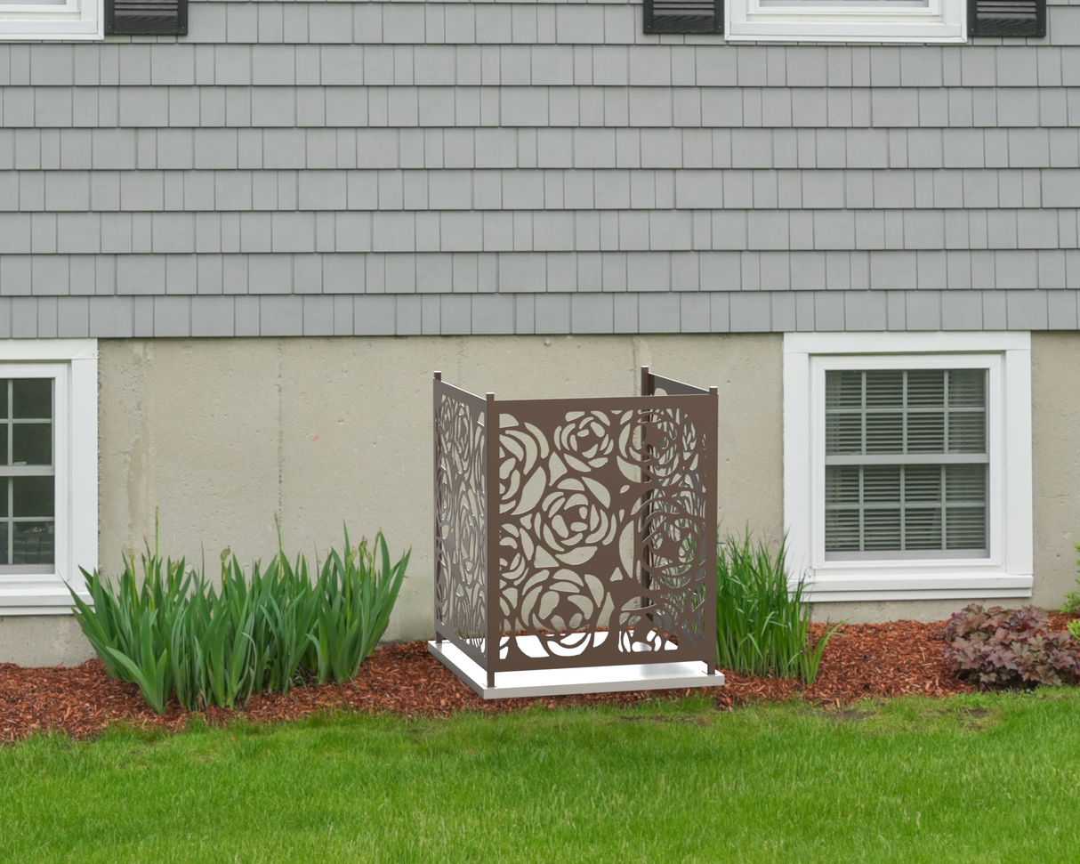 Rose Design AC Unit Cover - Multiple Sizes - Madison Iron and Wood