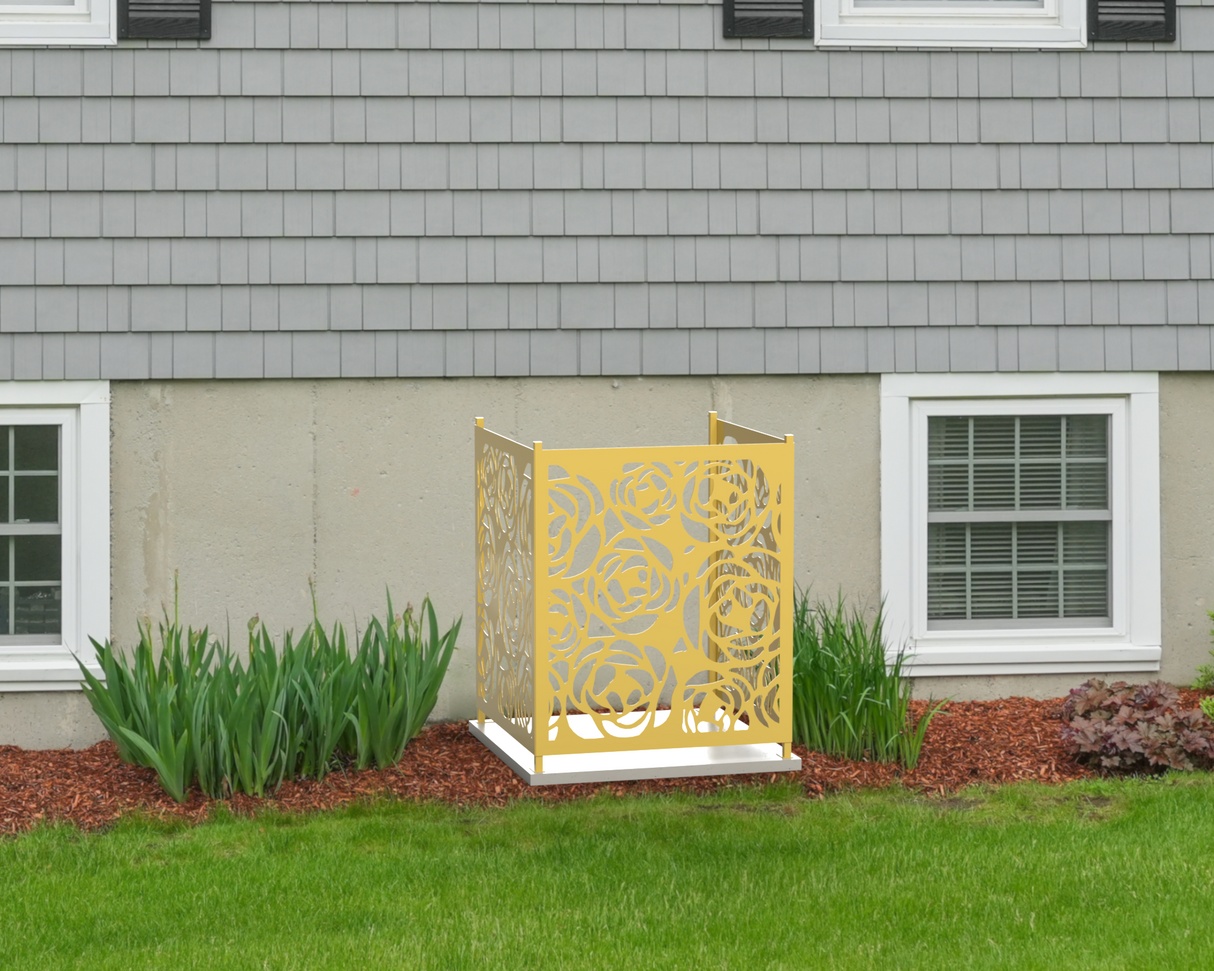 Rose Design AC Unit Cover - Multiple Sizes - Madison Iron and Wood