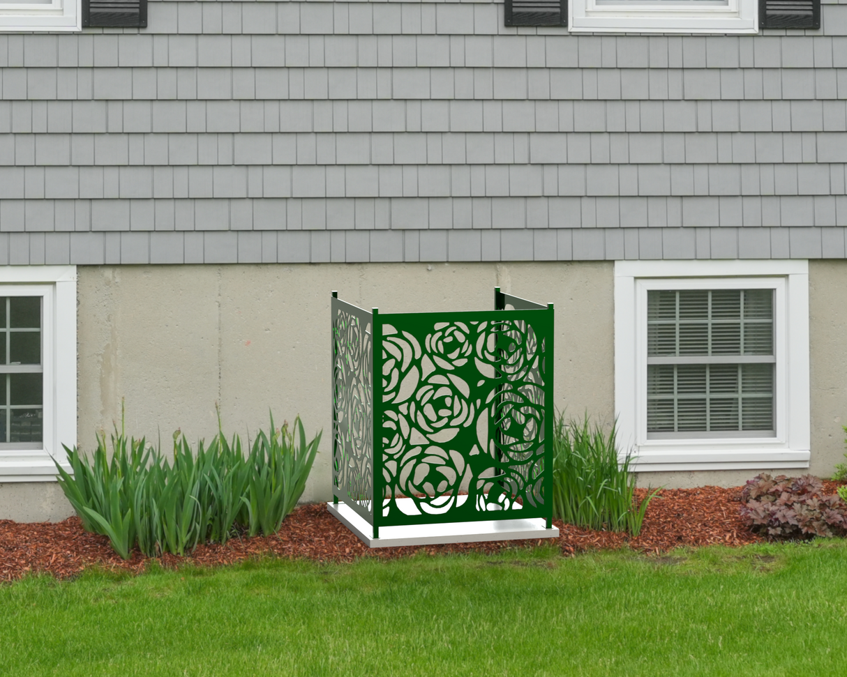 Rose Design AC Unit Cover - Multiple Sizes - Madison Iron and Wood