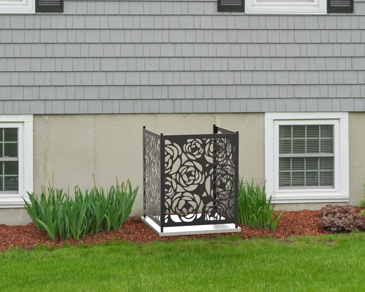 Rose Design AC Unit Cover - Multiple Sizes - Madison Iron and Wood