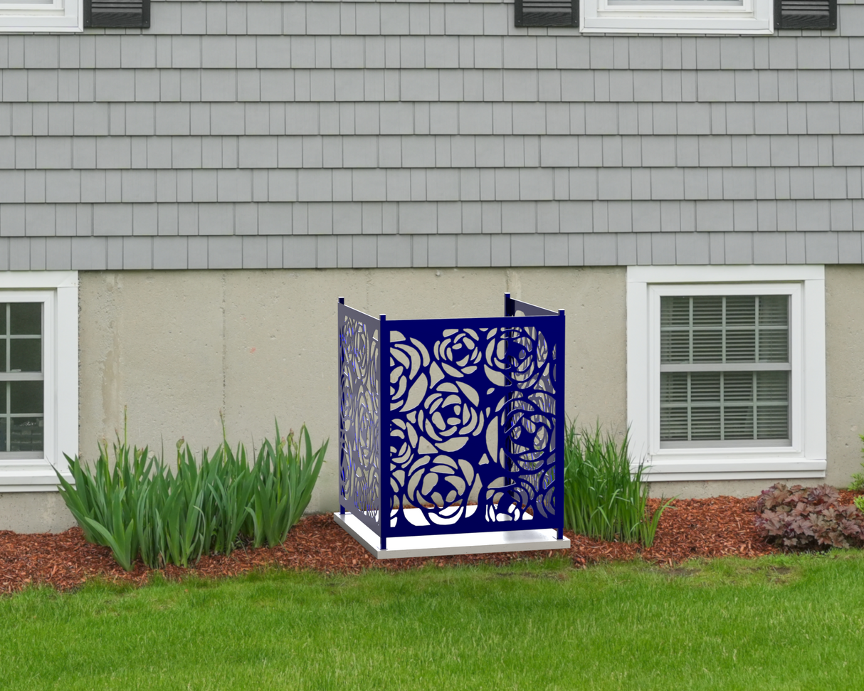 Rose Design AC Unit Cover - Multiple Sizes - Madison Iron and Wood
