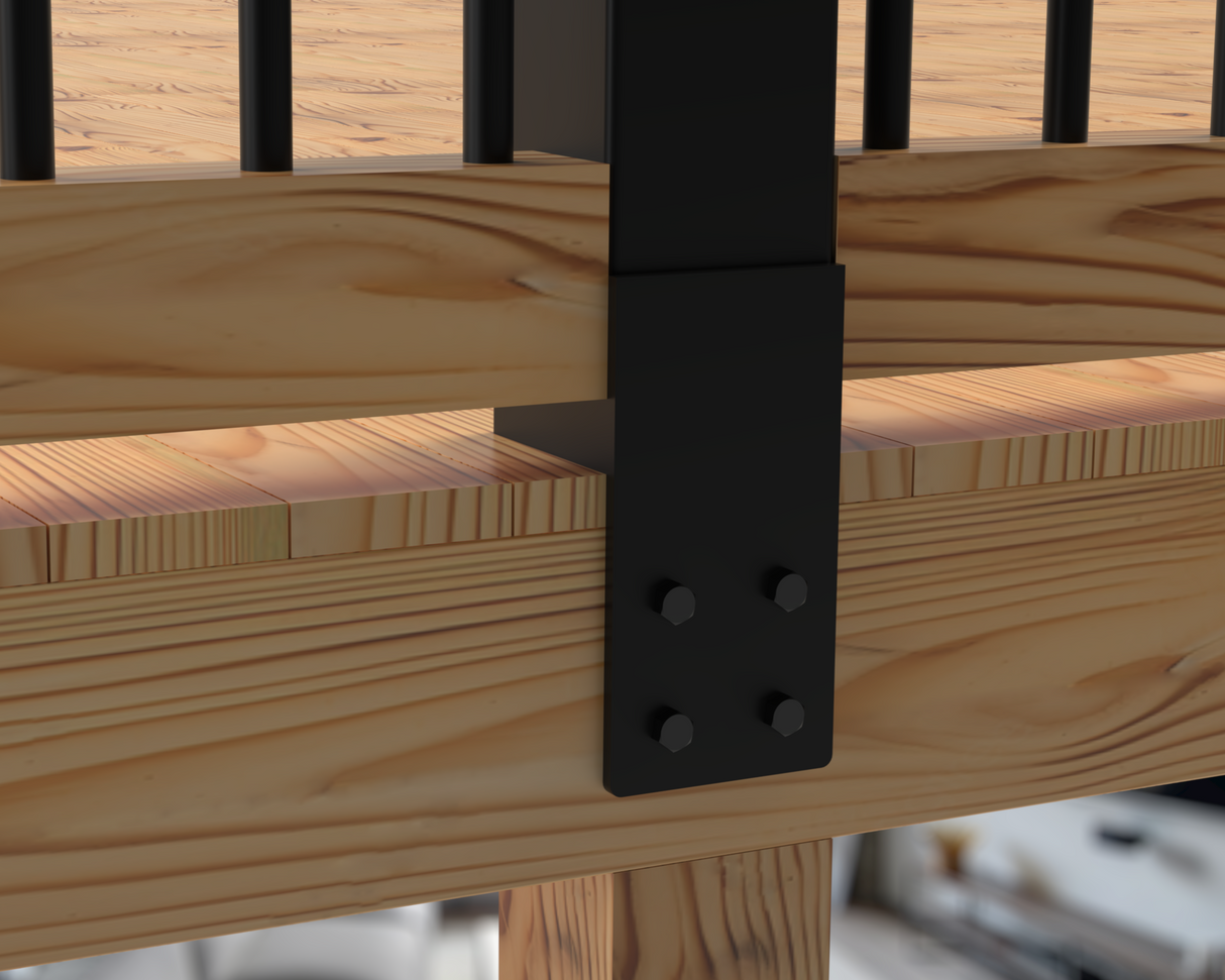 Metal Face Mounted Fence Post - Railing Post - Madison Iron and Wood