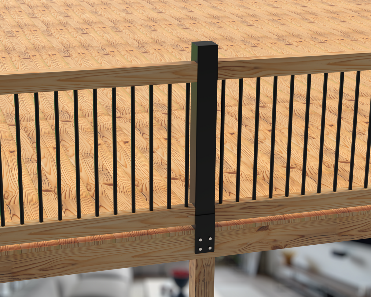 Metal Face Mounted Fence Post - Railing Post - Madison Iron and Wood