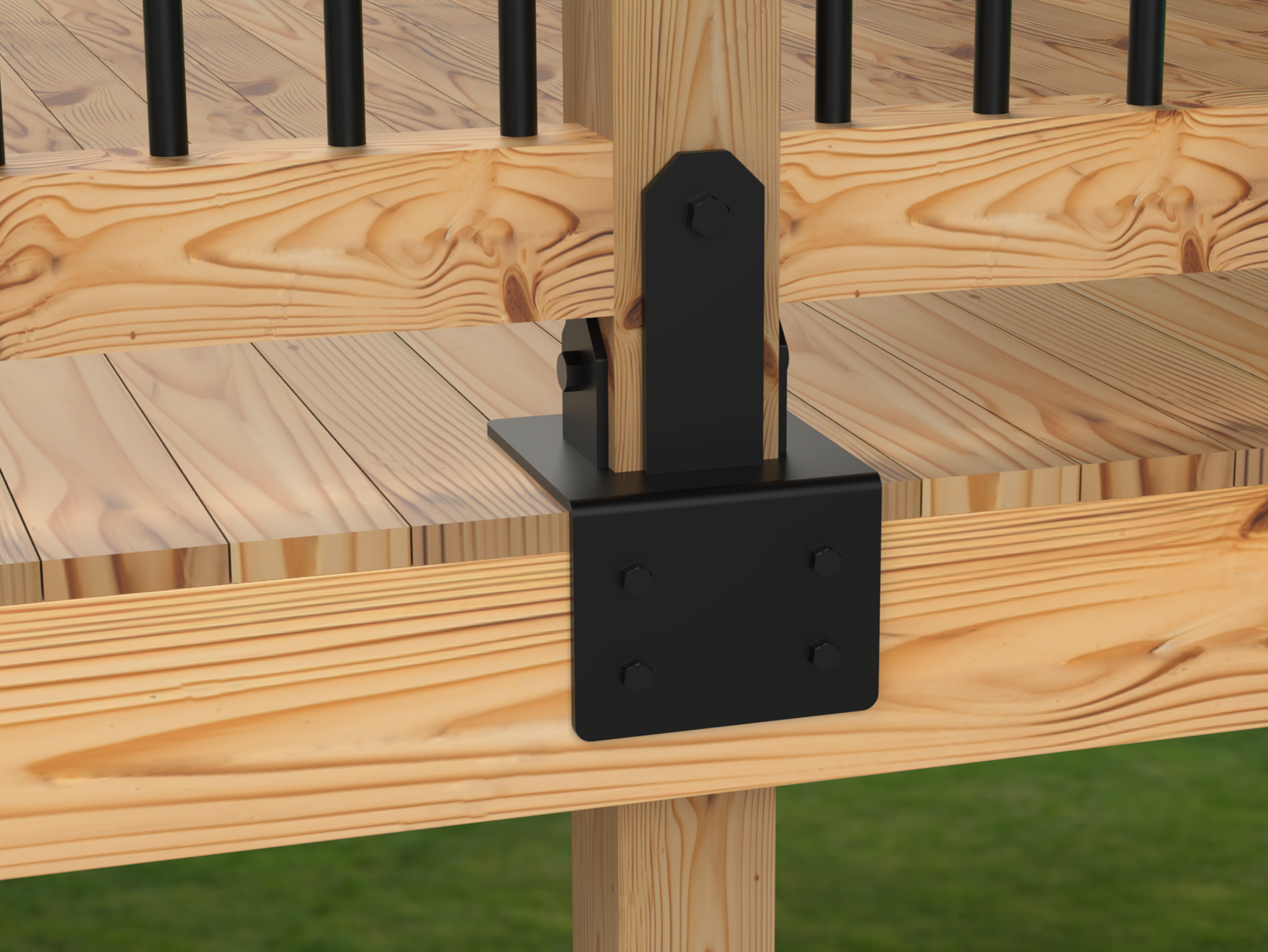 Heavy Duty Face Mount Post Base Bracket - Madison Iron and Wood