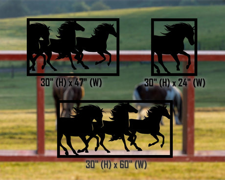 80"x30" - Horses Running Fence/Gate Panel Insert - Madison Iron and Wood