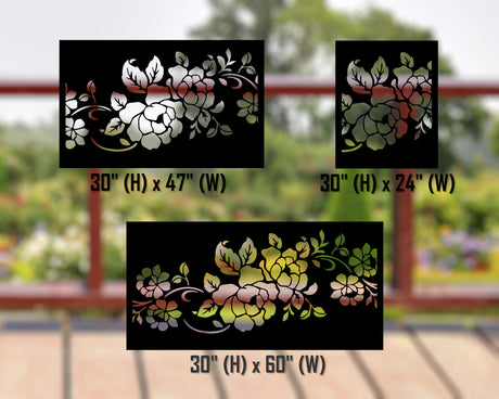 80"x30" - Floral Design Metal Fence/Gate Panel Insert - Madison Iron and Wood