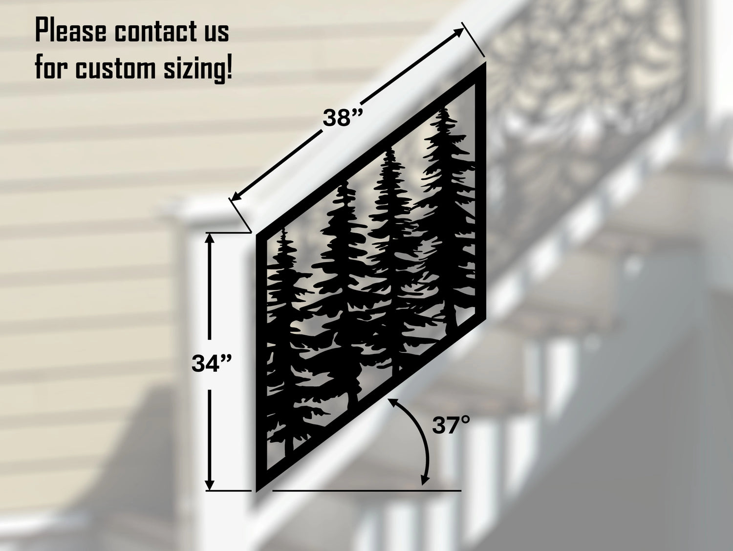 Forest Stair Railing Panel Insert - Madison Iron and Wood