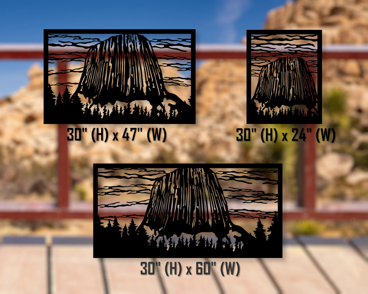 80"x30" - Devils Tower National Monument Fence/Gate Panel Insert - Madison Iron and Wood