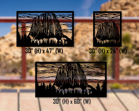 80"x30" - Devils Tower National Monument Fence/Gate Panel Insert - Madison Iron and Wood