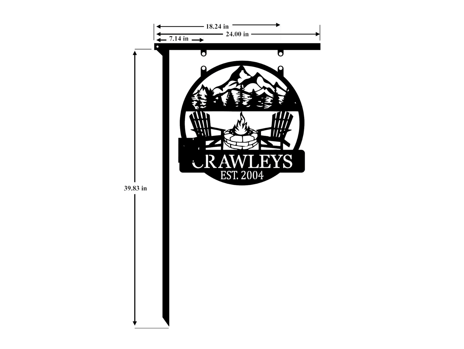 Folding Camp Sign Holder - Heavy-Duty Foldable Travel Stake - Matte Black - Madison Iron and Wood