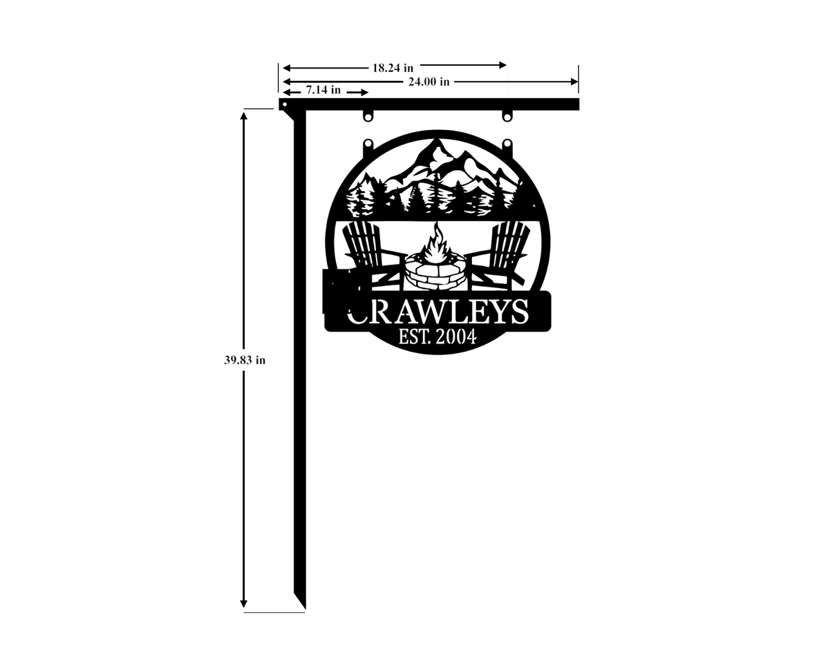 Folding Camp Sign Holder - Heavy-Duty Foldable Travel Stake - Matte Black - Madison Iron and Wood