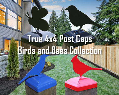 True Size 4x4 Post Cap with Birds and the Bees Finial Choice - Madison Iron and Wood