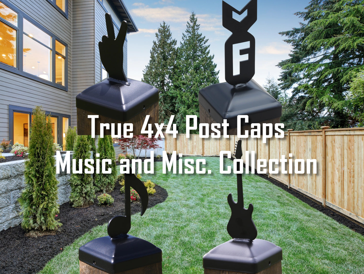 True Size 4x4 Post Cap Musical and Misc. Finial Choice - Madison Iron and Wood