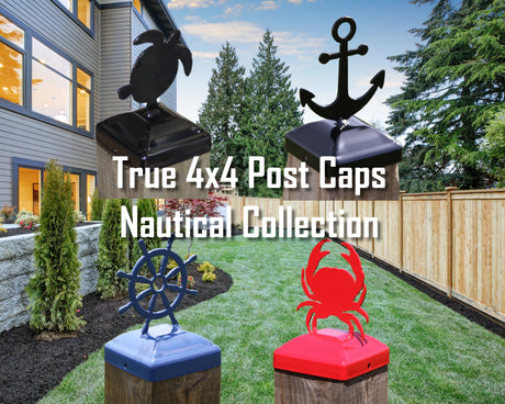 True Size 4x4 Post Cap with Nautical Finial Choice - Madison Iron and Wood