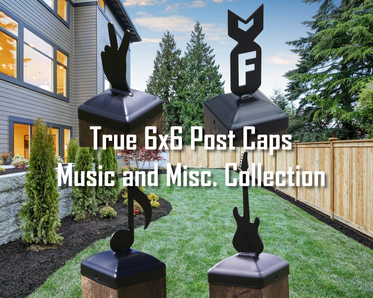 True Size 6x6 Post Cap Musical and Misc. Finial Choice - Madison Iron and Wood