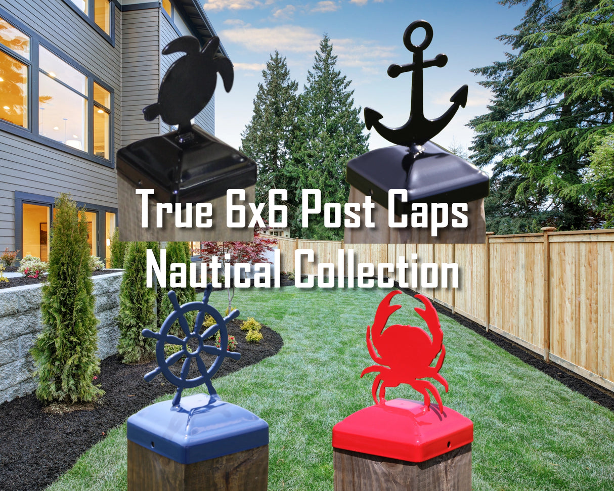 True Size 6x6 Post Cap with Nautical Finial Choice - Madison Iron and Wood