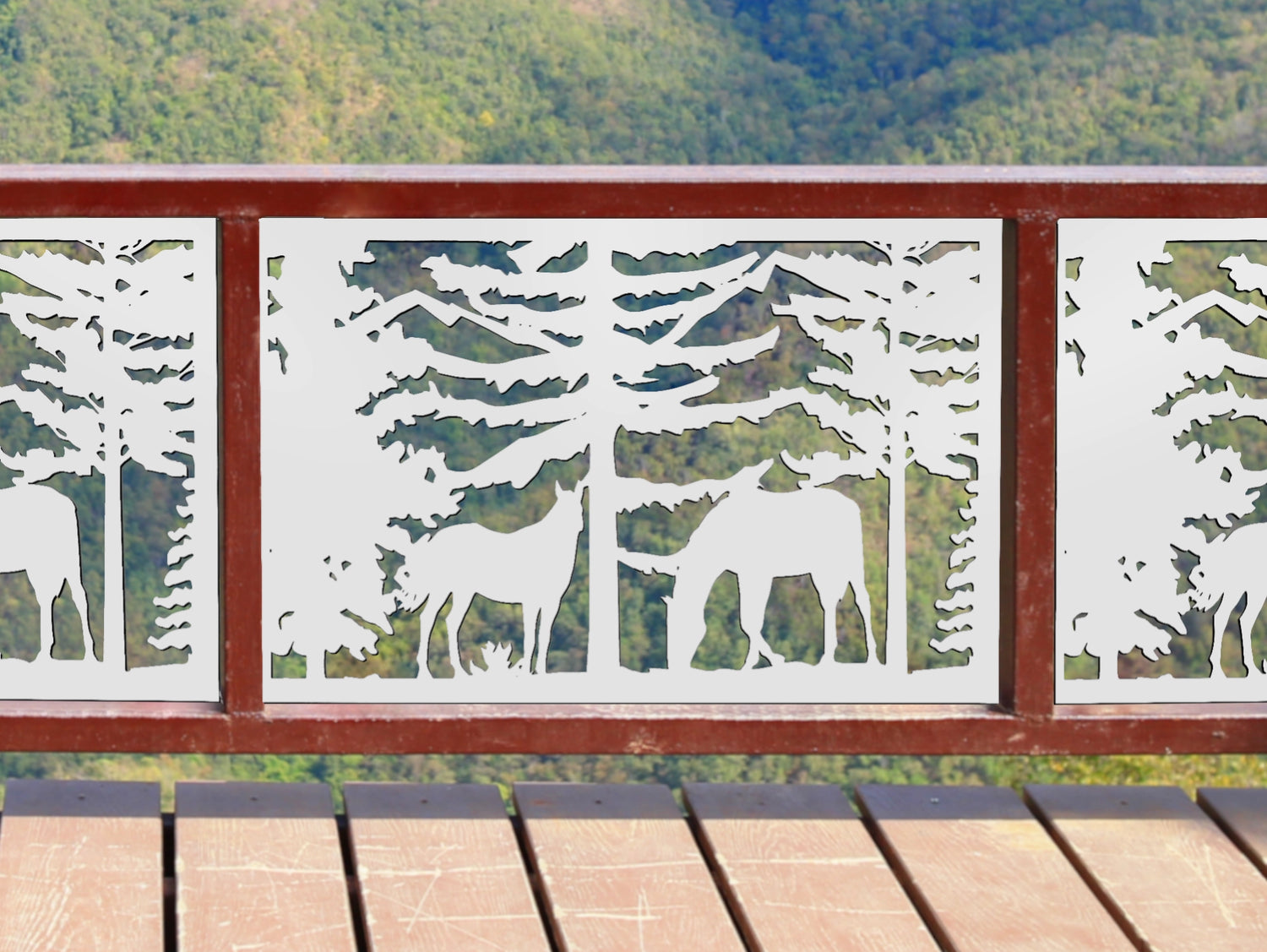 80"x30" - Horses Landscape Fence/Gate Panel Insert - Madison Iron and Wood
