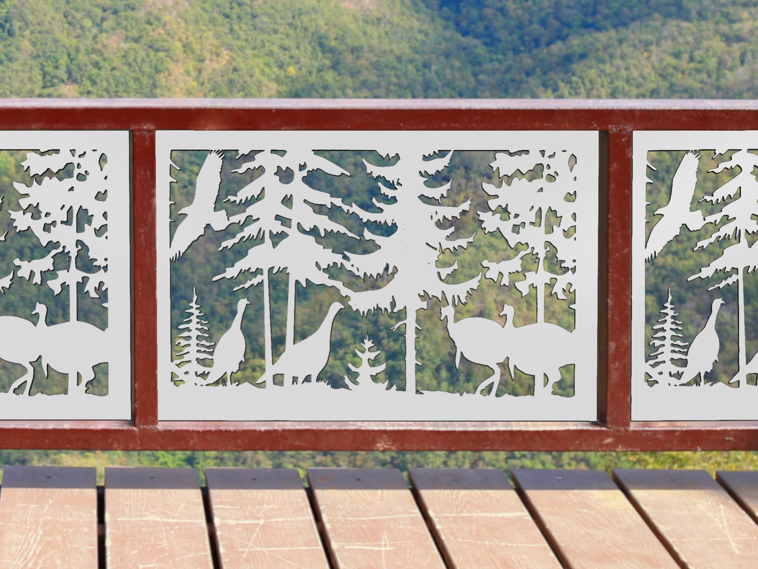 80"x30" - Turkey Scene Fence/Gate Panel Insert - Madison Iron and Wood