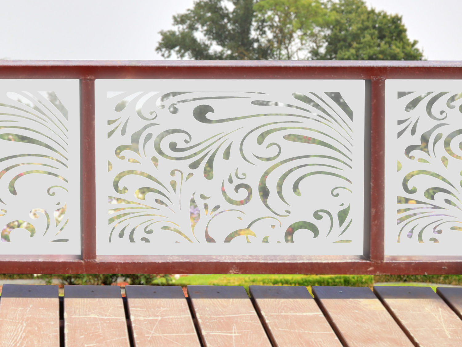 80"x30" - Elegant Scroll Design Fence/Gate Panel Insert - Madison Iron and Wood