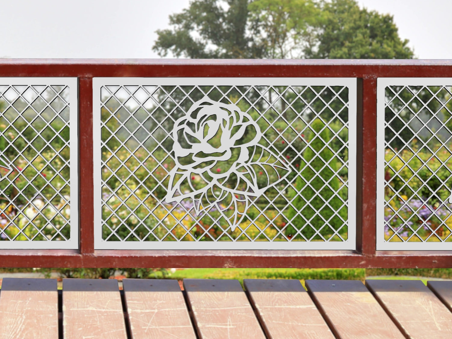 80"x30" - Rose Fence/Gate Panel Insert - Madison Iron and Wood