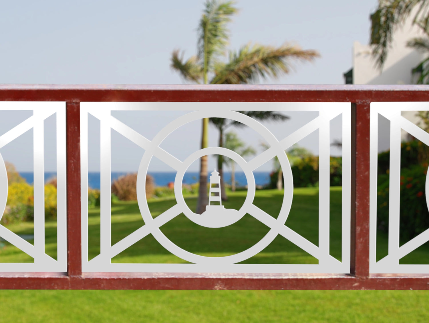 80"x30" - Nautical Lighthouse Design Fence/Gate Panel Insert - Madison Iron and Wood