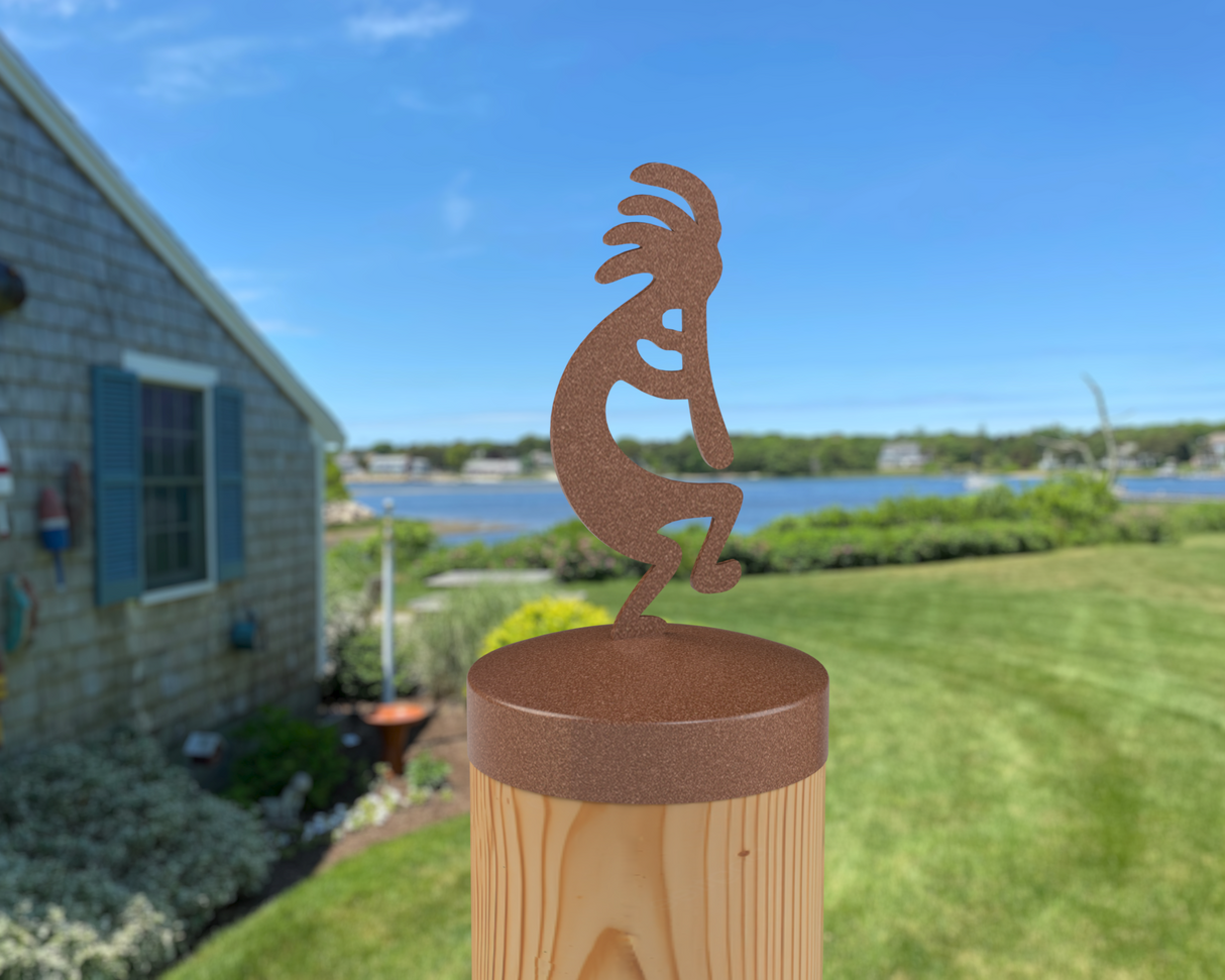 Kokopelli, Round Post Cap (4x4 Round Post Size) - Madison Iron and Wood