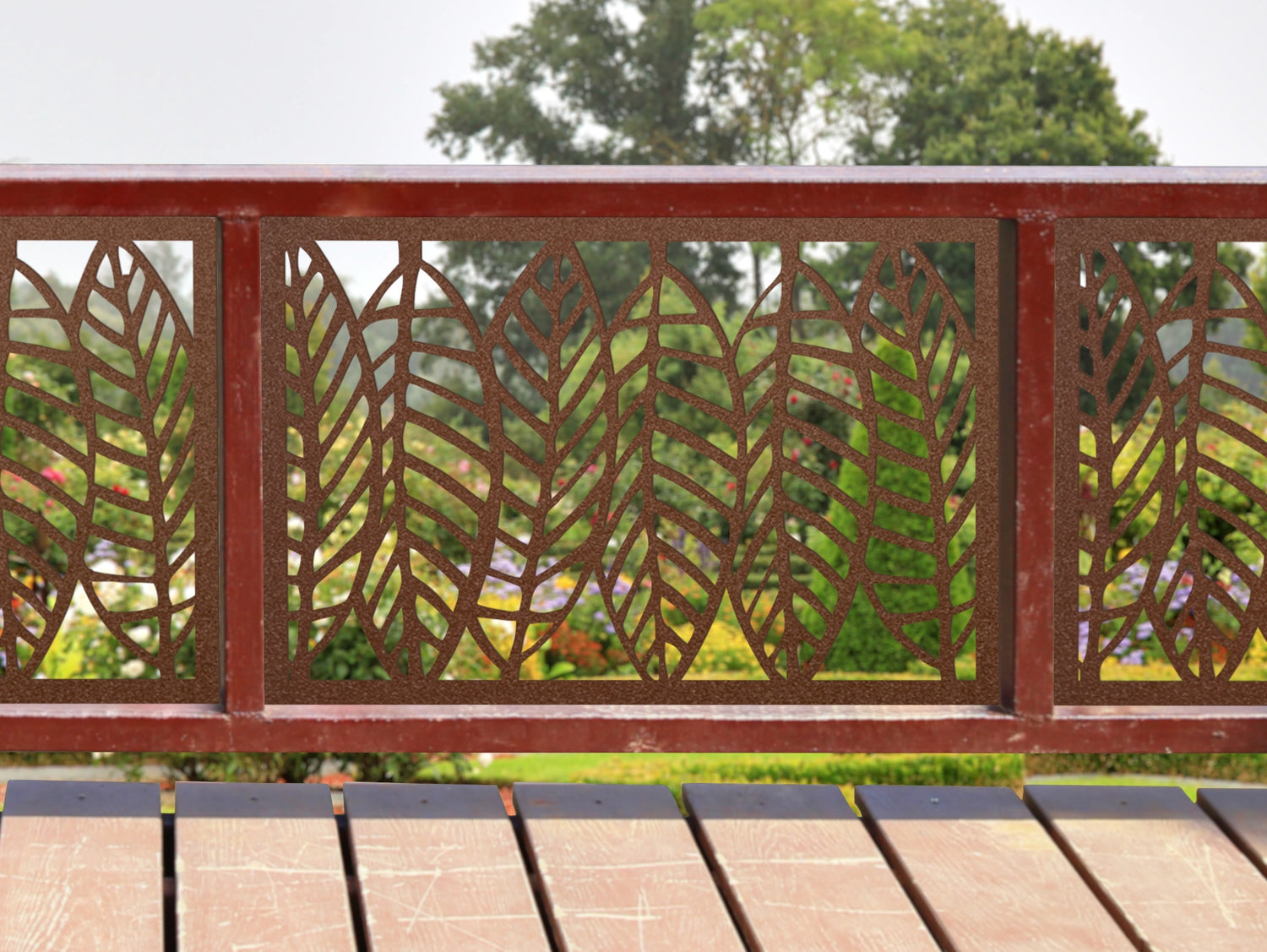 80"x30" - Modern Style Leaves Fence/Gate Panel Insert - Madison Iron and Wood