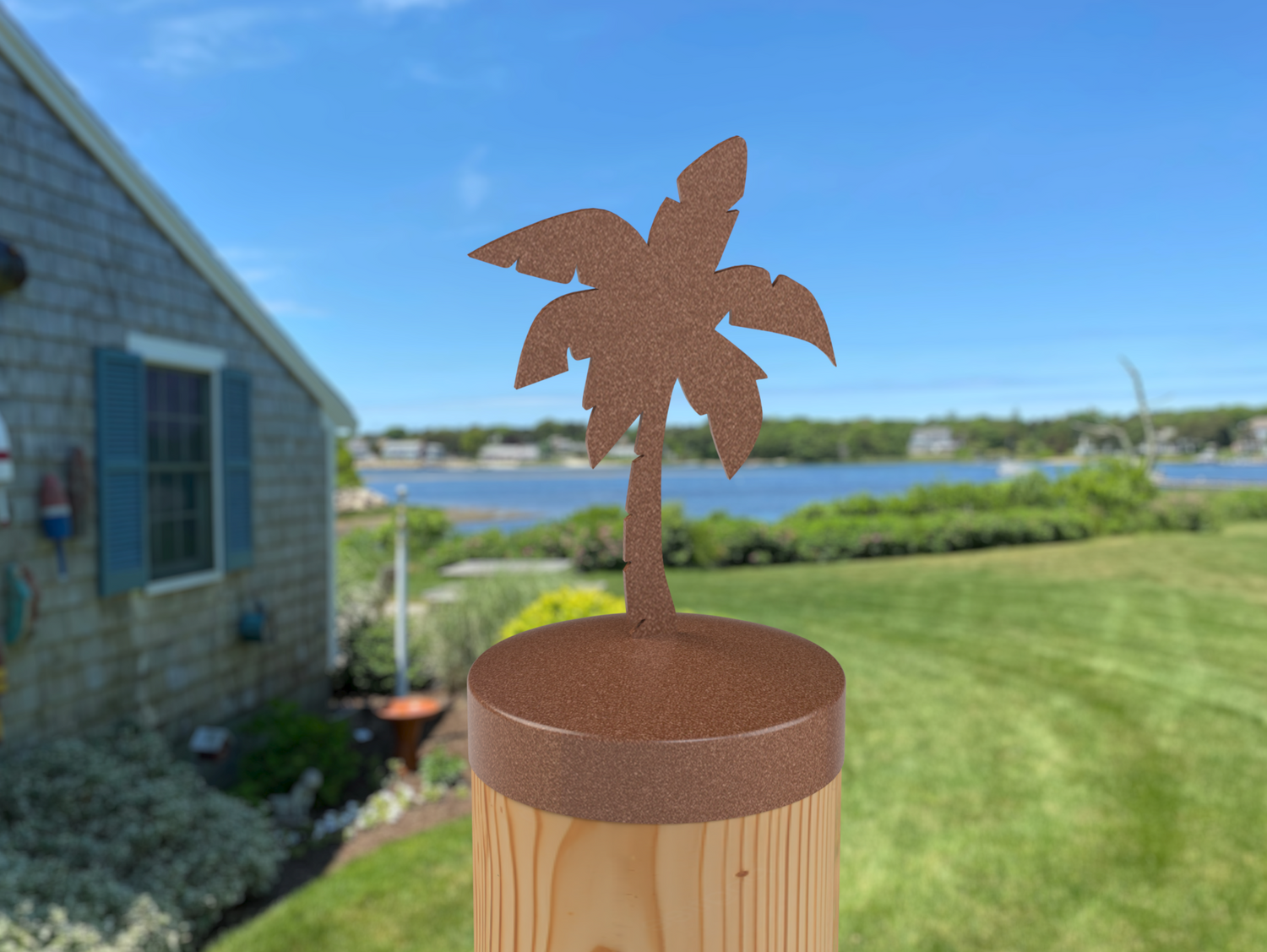 Palm Tree, Round Post Cap (4x4 Round Post Size) - Madison Iron and Wood