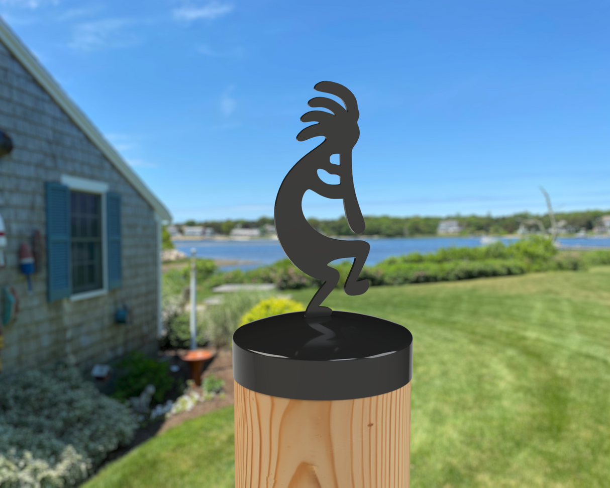 Kokopelli, Round Post Cap (4x4 Round Post Size) - Madison Iron and Wood