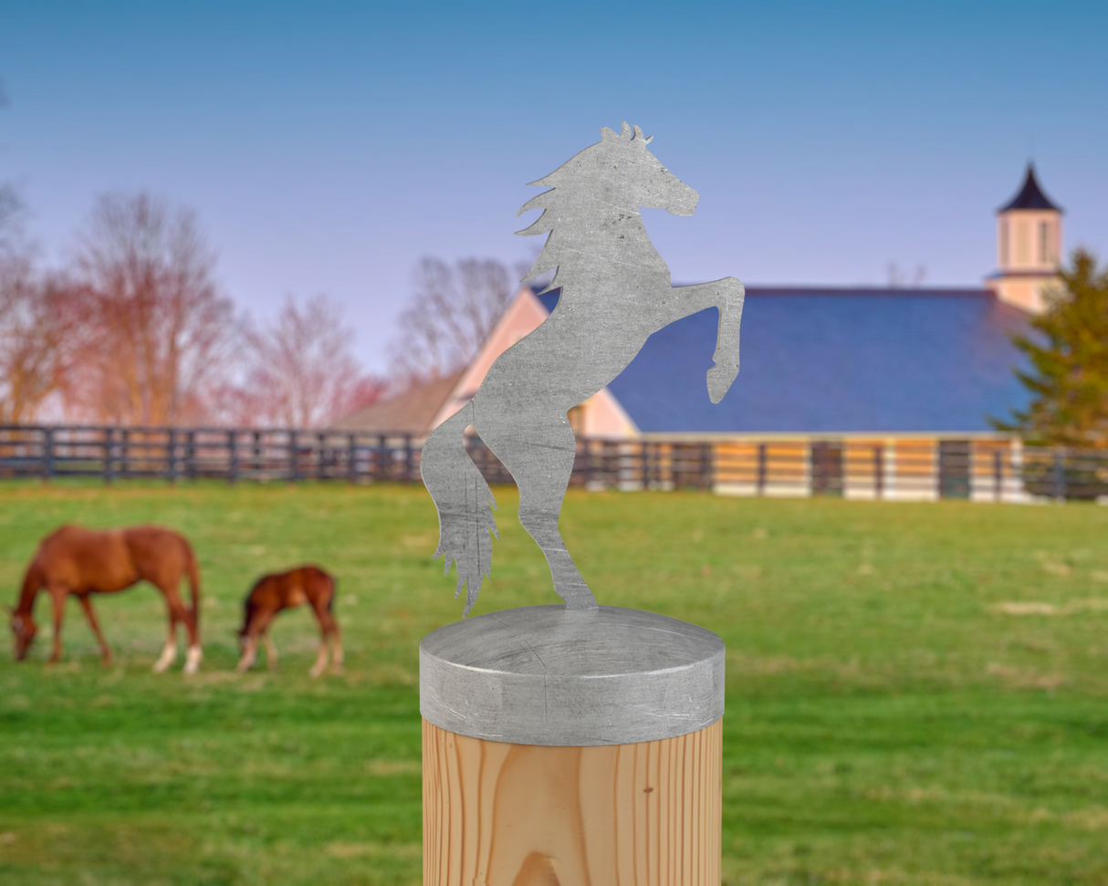 Horse Rearing, Round Post Cap (4x4 Round Post Size) - Madison Iron and Wood