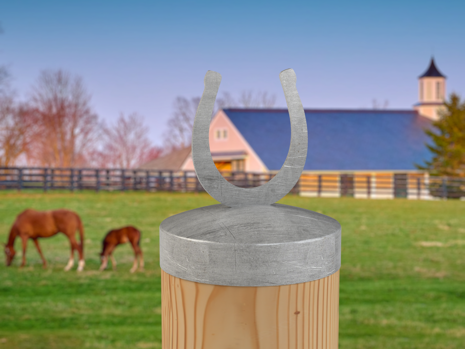 Horseshoe, Round Post Cap (4x4 Round Post Size) - Madison Iron and Wood