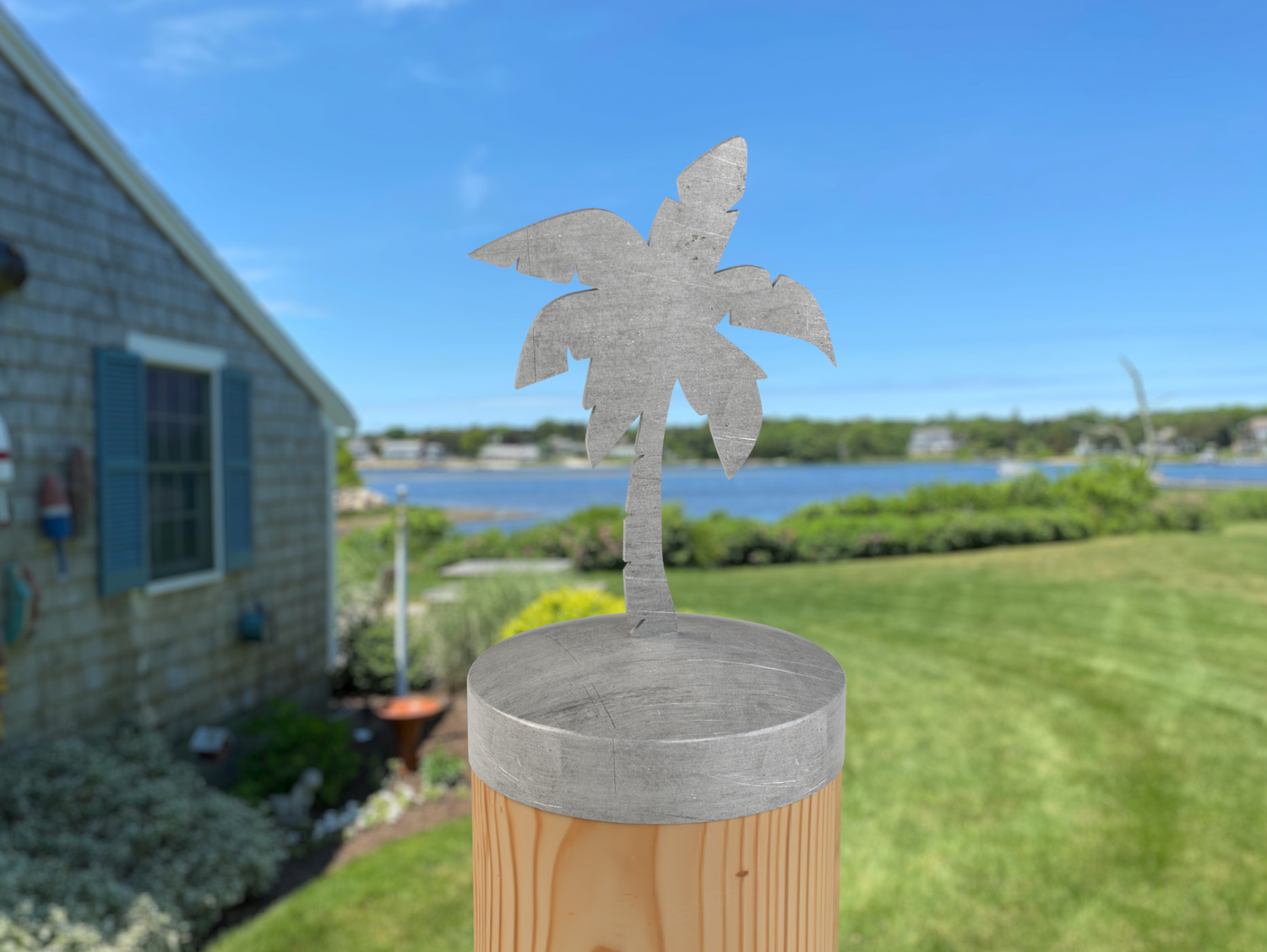 Palm Tree, Round Post Cap (4x4 Round Post Size) - Madison Iron and Wood