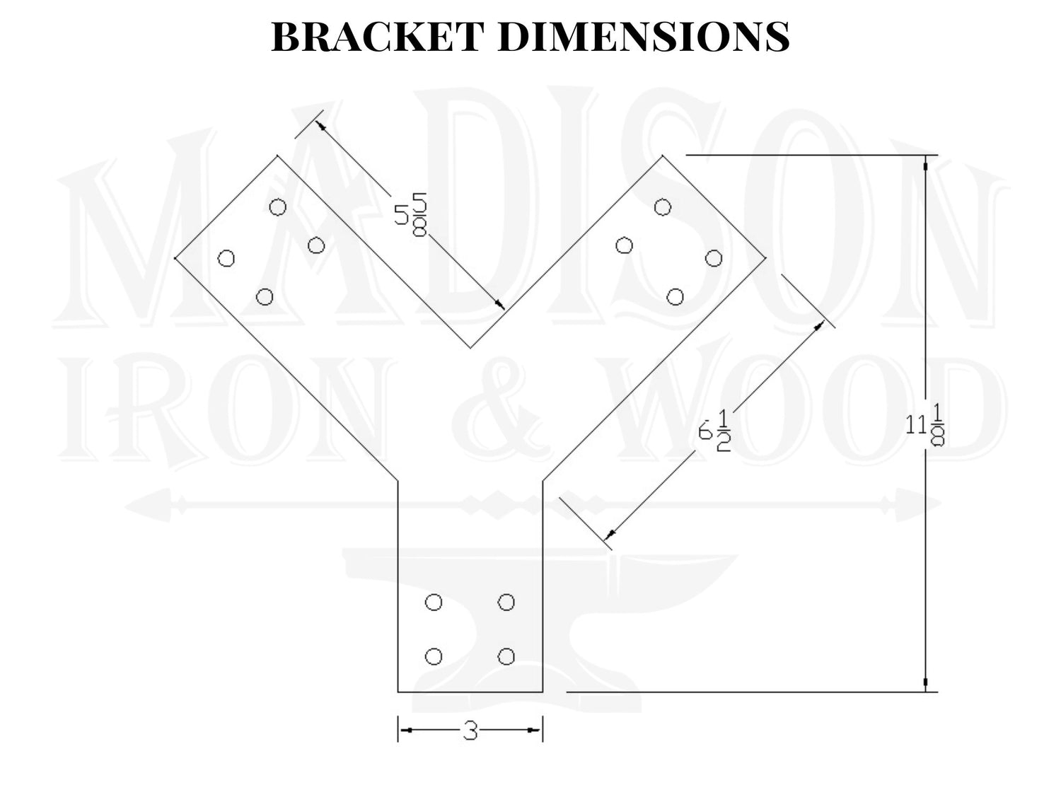 Y Bracket for 4" Post 45 Degree Legs - Madison Iron and Wood