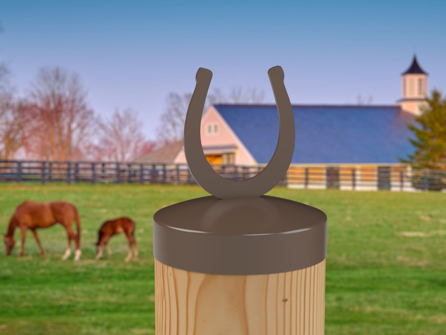 Horseshoe, Round Post Cap (4x4 Round Post Size) - Madison Iron and Wood