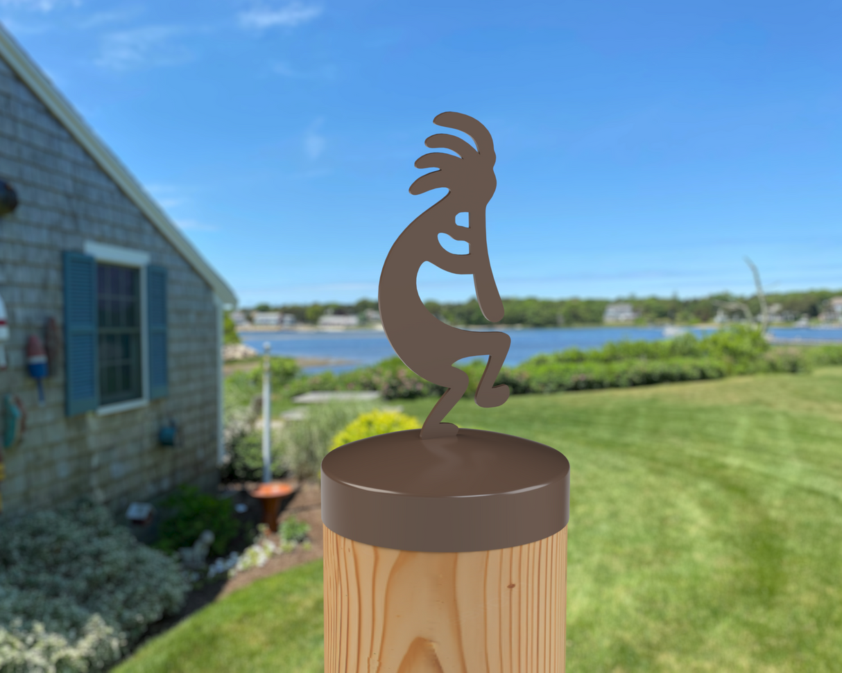 Kokopelli, Round Post Cap (4x4 Round Post Size) - Madison Iron and Wood