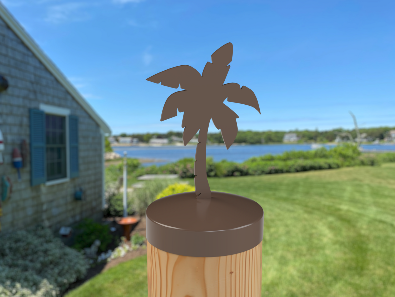 Palm Tree, Round Post Cap (4x4 Round Post Size) - Madison Iron and Wood