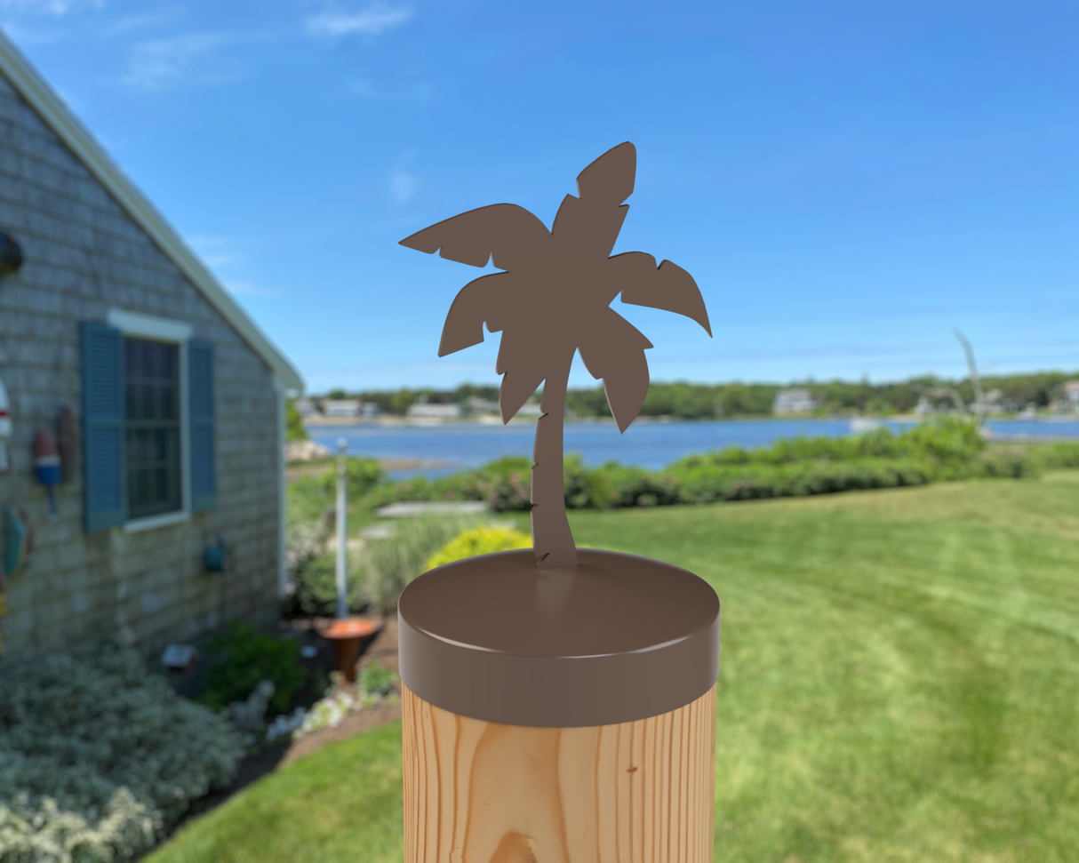 Palm Tree, Round Post Cap (4x4 Round Post Size) - Madison Iron and Wood