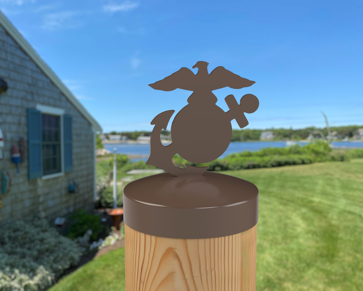 Marines Logo, Round Post Cap (4x4 Round Post Size) - Madison Iron and Wood