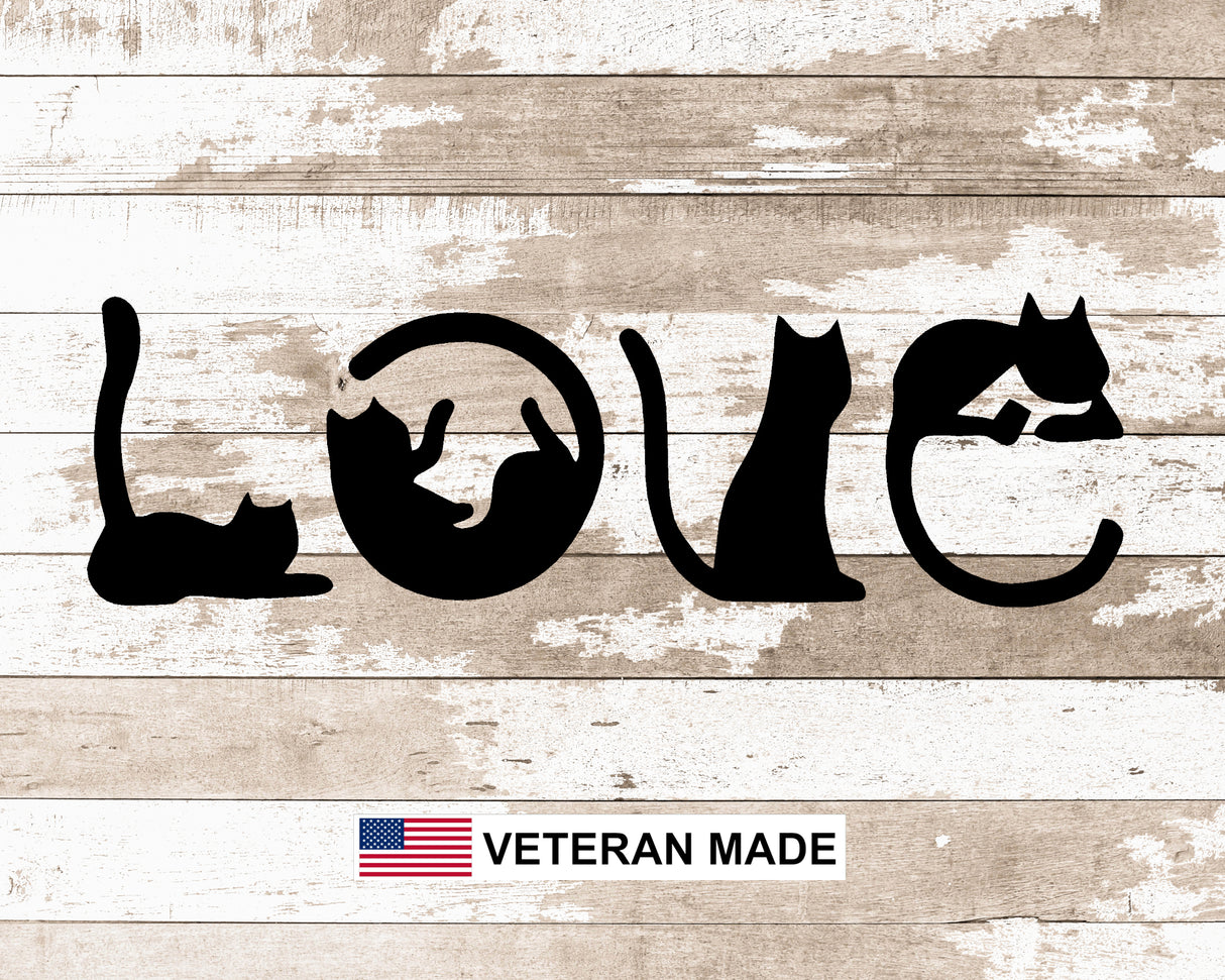 Cat Love In Cat Body Metal Word Sign - Madison Iron and Wood