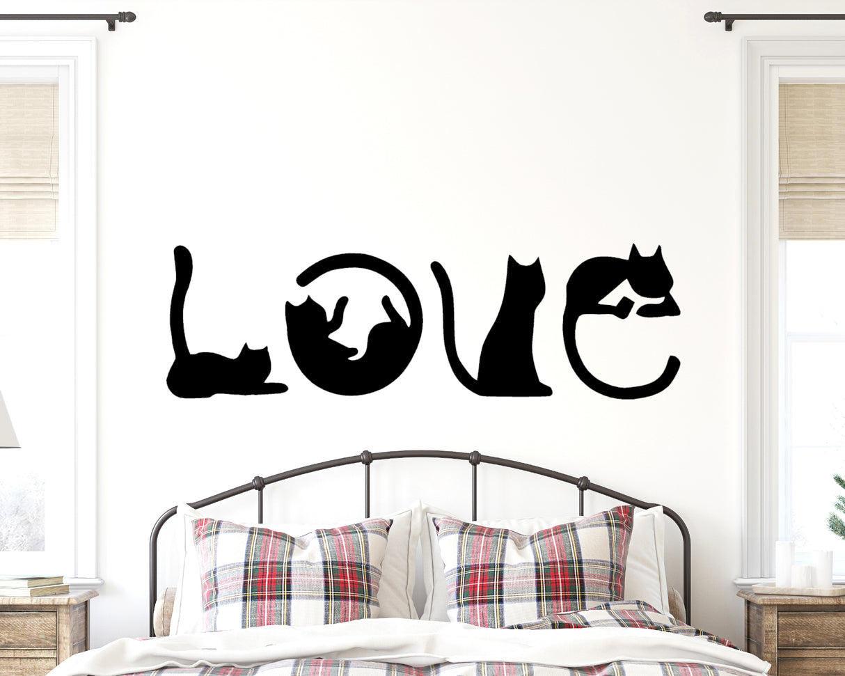 Cat Love In Cat Body Metal Word Sign - Madison Iron and Wood