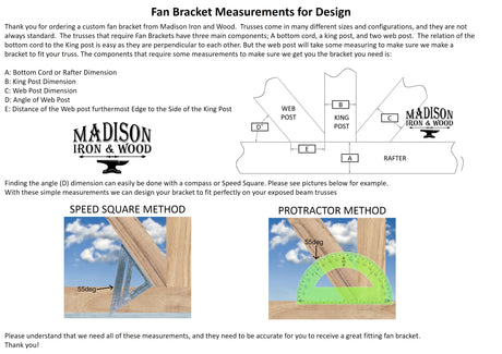 Custom Gable Bracket with Address for Exposed Truss, Offset Bottom Joint - Madison Iron and Wood