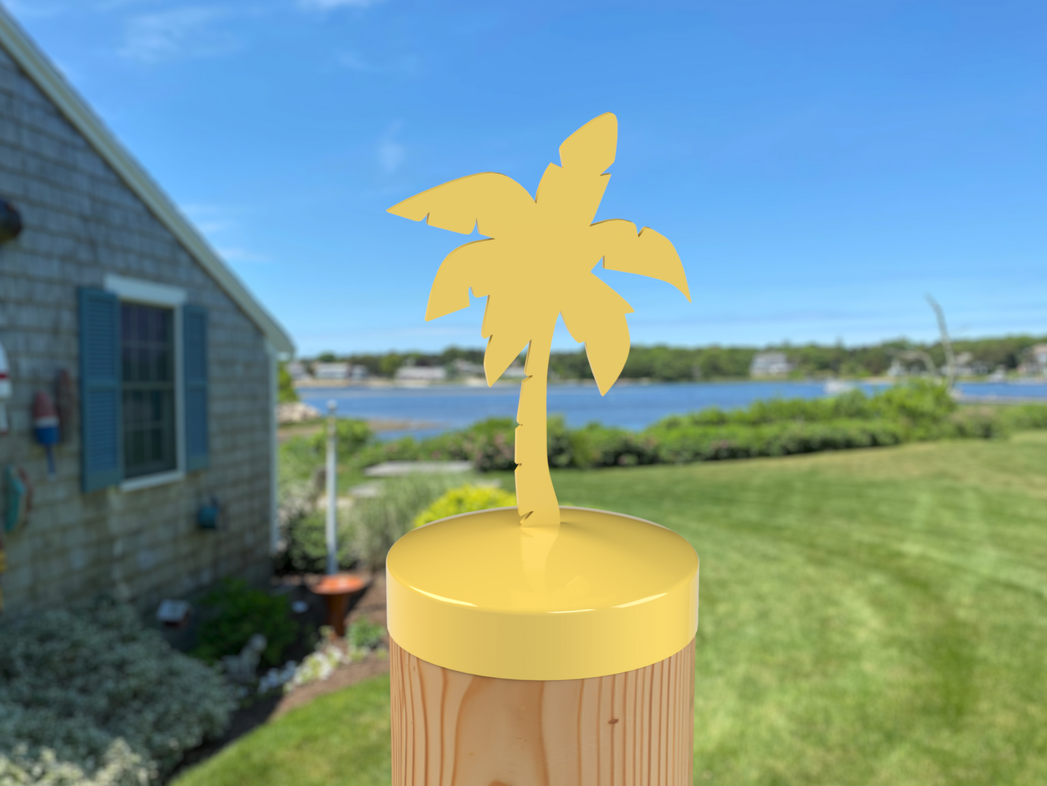 Palm Tree, Round Post Cap (4x4 Round Post Size) - Madison Iron and Wood