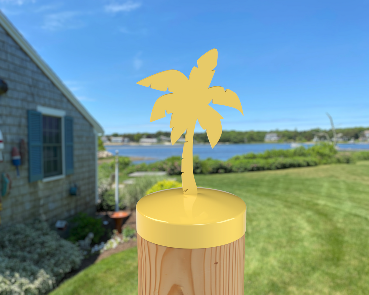 Palm Tree, Round Post Cap (4x4 Round Post Size) - Madison Iron and Wood