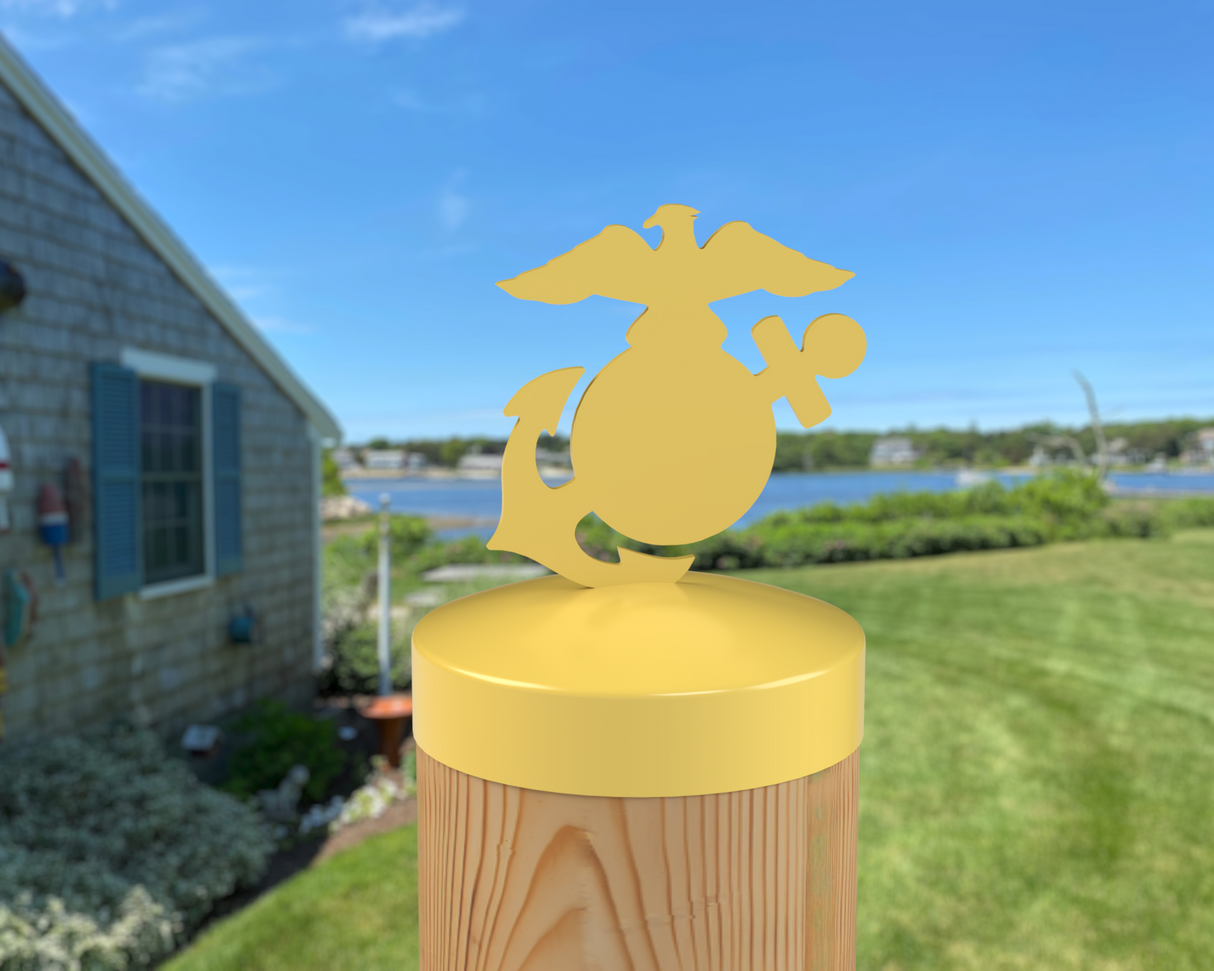 Marines Logo, Round Post Cap (4x4 Round Post Size) - Madison Iron and Wood