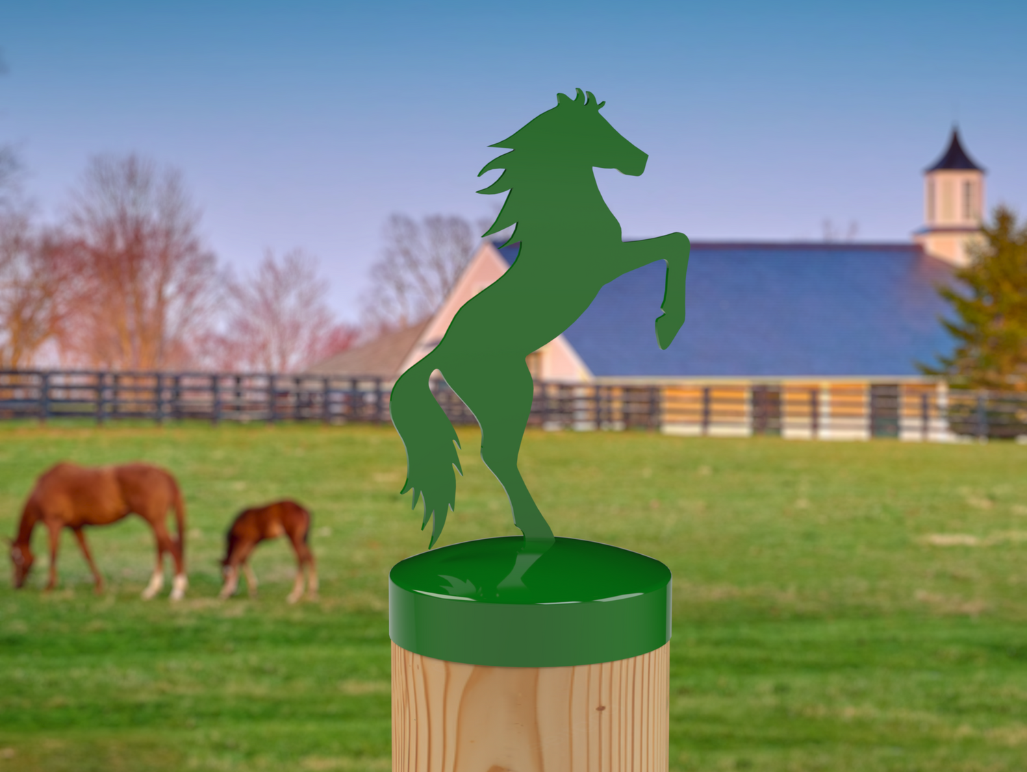 Horse Rearing, Round Post Cap (4x4 Round Post Size) - Madison Iron and Wood
